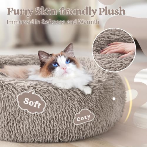 rabbitgoo Calming Cat Beds for Indoor Cats, 20 inches, Khaki - Image 2