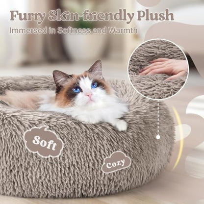 rabbitgoo Calming Cat Beds for Indoor Cats, 20 inches, Khaki - Image 2