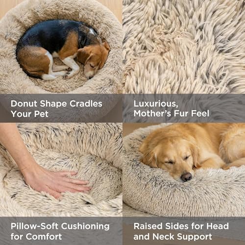 Best Friends by Sheri The Original Calming Donut Dog Bed for Medium Dogs up to 45 lbs, Shag Faux Fur, Cotton Candy Pink, 30" x 30" - Image 3