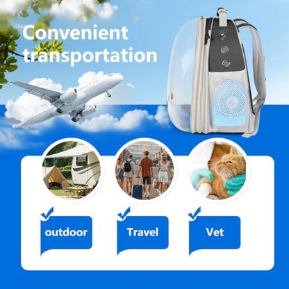 Cat Backpack Carrier with Fan, Space Capsule Astronaut Clear Bubble Front Extension to Carry Transport Cat Small Puppy Bunny, 20 Pounds Cat Bookbag (Black, Gen 1 + Fan) - Image 6
