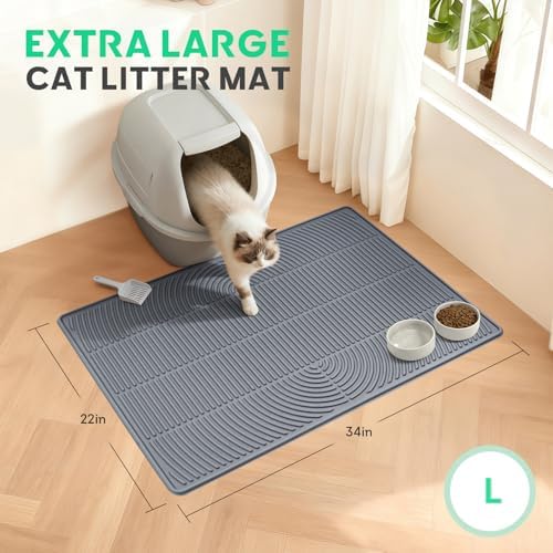 Pawtasy Cat Litter Mat,34" x 22" Large Silicone Pad for Floor Waterproof Litter Trapping Mat for Scatter Control Soft on Kitty Paws Non-Slip Easy to Clean - Image 5