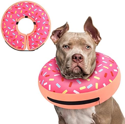 Supet Inflatable Dog Cone Collar Alternative After Surgery, Dog Neck Donut Collar Recovery E Collar for Neuter, Soft Pet Cone for Small Medium Large Dogs by Supet