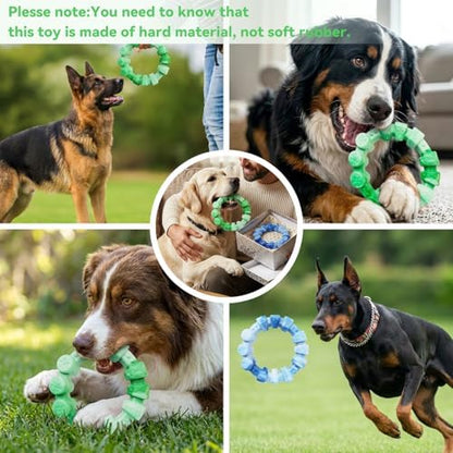 BoYoYo 2 Pack Dog Toys for Aggressive Chewers, Indestructible Dog Toys for Large Breed, Durable Chew Toy for Dogs to Keep Them Busy, Ring Toy for Trainging & Cleaning Teeth, Milk Flavored - Image 4