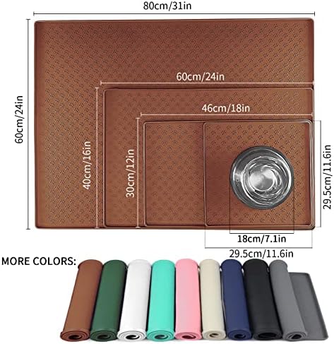 Ptlom Pet Placemat for Dog and Cat, Waterproof Silicone Pet Feeding Bowl Mats for Food and Water, Small Medium Large Dogs Mat Prevent Residues from Spilling to Floor, Brown, 11.8"x11.8" - Image 2