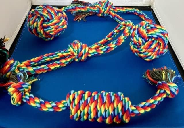 Dog Chew Toys, Set of 4 Dog Rope Toys for Aggressive Chewers, Dog Toys with Safe Material, for Playtime and Teeth Cleaning
