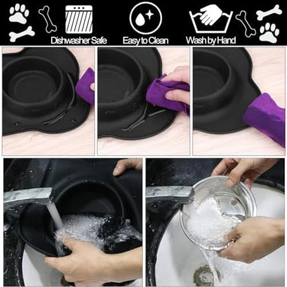 AsFrost Dog Food Bowls Stainless Steel Dog Bowls, Dog Food and Water Bowl Set with No Spill Non-Skid Silicone Mat, Dog Dishes for Small Medium Large Sized Dogs Pet Cat Food Bowls, 6 Cup, Black - Image 6