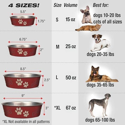 Loving Pets Bella Dog Bowls- Stainless Steel Dog & Cat Bowls - Spill Proof Dog Food Bowl, Cat Bowl, Puppy Essentials & Pet Supplies Great for Home & Travel (Large 35-65 lbs, Merlot) - Image 7