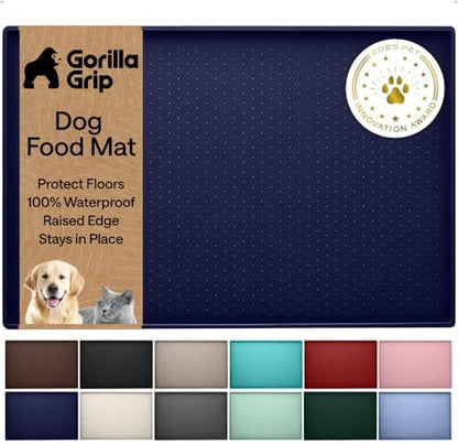 GORILLA GRIP Dog Food Mat, 100% Waterproof Silicone, 32x24 Navy by GorillaGrip