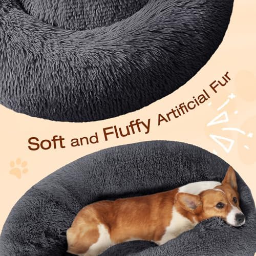 JOLLYVOGUE Dog & Cat Bed, Calming Anti-Anxiety Pet Bed for Small Dogs, Fluffy Donut Cushion for Small and Medium Pets (20") - Image 3