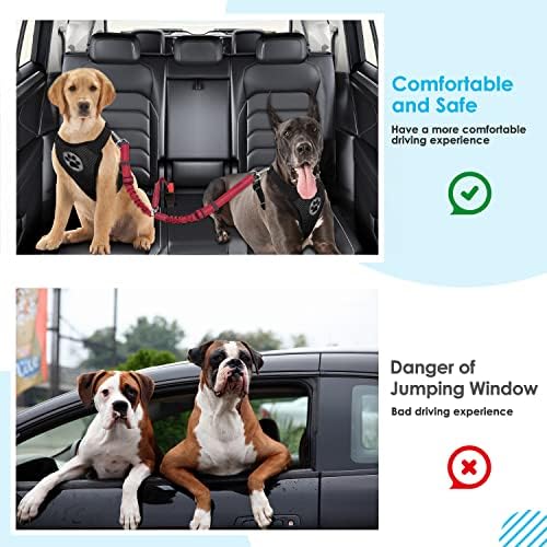 SlowTon Double Dog Seat Belt for Car with Elastic Bungee Buffer, Adjustable - Image 6