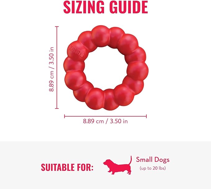 KONG Ring & Goodie Ribbon - Durable Rubber Treat-Dispensing Chew Toy for Dental Health - for Small Dogs