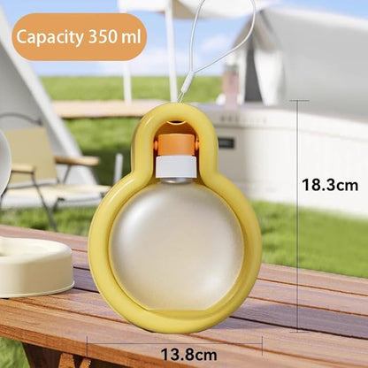 Pet Water Bottle, Portable Dog Water Bottle, Collapsible Leak Proof Puppy Drinker for Outdoor Walking, Traveling, Food Grade Plastic, 12 oz, Beige
