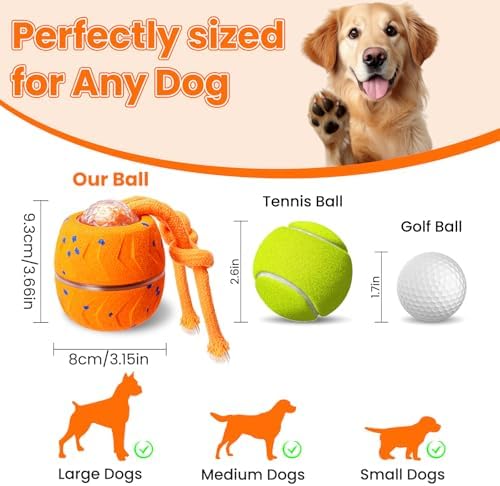 Interactive Dog Toy Ball, Automatic Bouncing Rotating, Realistic Dog Barking Sounds, E‑TPU, IP54, Rechargeable, Small/Medium/Large Dogs, Indoor/Outdoor（Light Orange） - Image 2