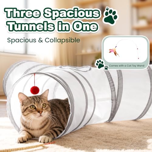Love's cabin Cat Tunnel for Indoor Cats, 3-Way Collapsible Play Tunnel - Image 4