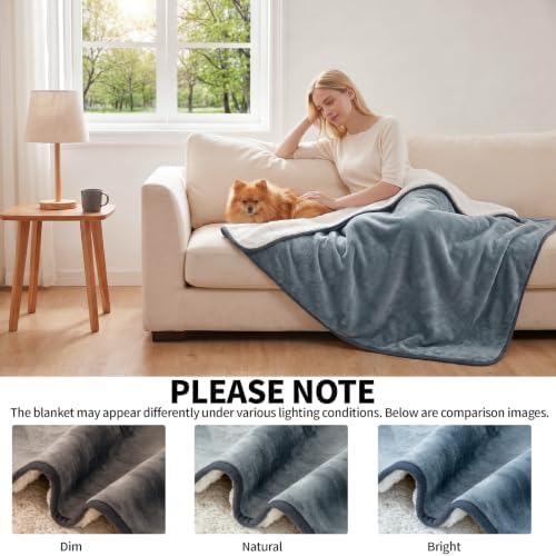 Sunheir Waterproof Blanket for Bed, Reversible Soft Flannel Twin Bed Blanket 60" x 80", Leakproof Throw Spill-Proof Dog Pet Blanket for Couch Cover, Furniture, Camping, Travel, Grey - Image 3