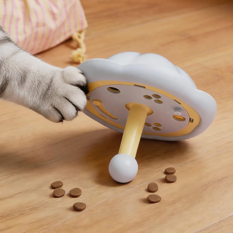 Cat Treat Dispenser Toy, Interactive Tumbler Puzzle for Indoor Cats (Blue) - Image 3