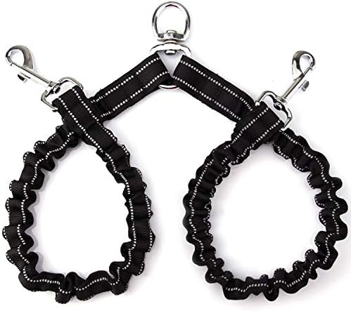Double Dog Leash for Two Dogs - No Tangle, Comfortable Shock Absorbing Reflective Bungee Leash by BetterLifeforyou