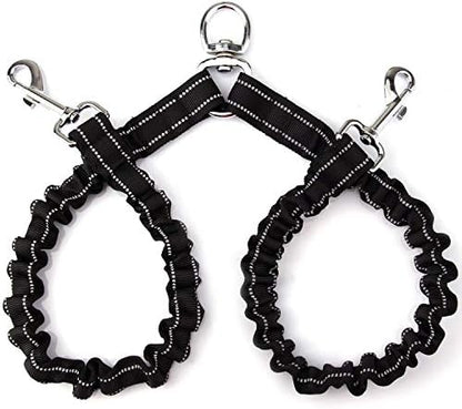 Double Dog Leash for Two Dogs - No Tangle, Comfortable Shock Absorbing Reflective Bungee Leash by BetterLifeforyou