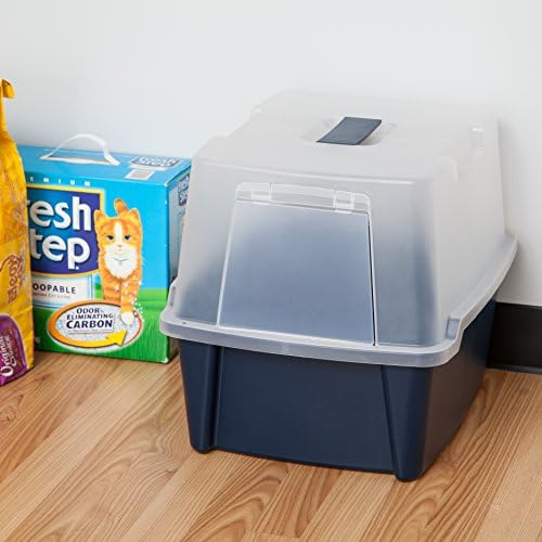 IRIS USA Large Front Door Cat Litter Box, Walk-in Entry, Navy - Image 4