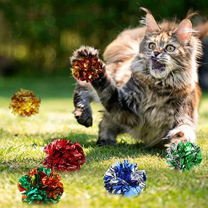 Silkfly 200 Pcs Polyester Film Crinkle Balls Cat Toys 2.36" Crinkle Ball - Image 7