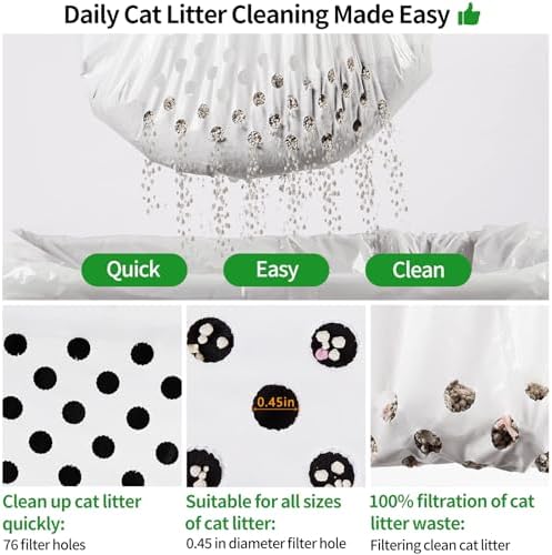 14 Count Cat Litter Box Liners with Holes, Cleaning Supplies with Durable Drawstring, Heavy Duty Self-Cleaning Cat Litter Bags, Thick Scratch Resistant - Image 4