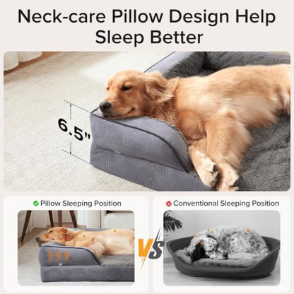 INVENHO Orthopedic Large Dog Bed, Washable Waterproof, Egg-Crate Foam Dog Couch Bed with Washable Removable Cover, Waterproof Lining and Nonskid Bottom - Image 4