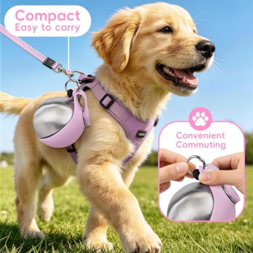 2in1 Portable Dog Water Bottle Portable,10oz Stainless Steel Leak Proof Pet Water Bottle Portable Dog Water Bottle Silicone Bowl,Outdoor Travel Water Bottle for Dogs Walking Hiking Camping, Pink - Image 4