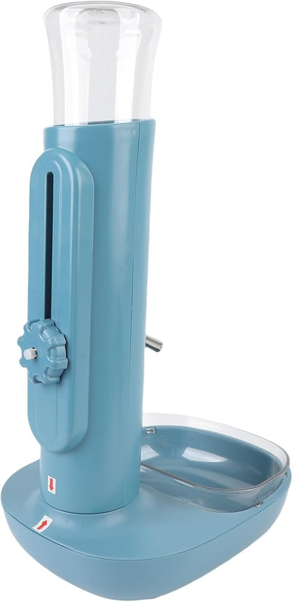 Pet Standing Water Dispenser Cat Dog Standing Bowl with Detachable Pole Automatically Feeding Water Height Adjustable for Cage, Crate (Blue)
