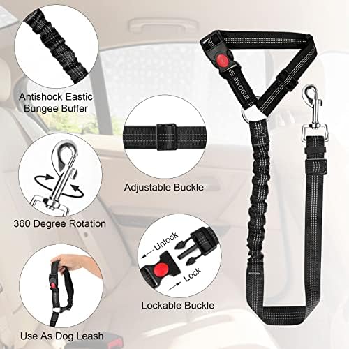 BWOGUE 2 Pack Dog Seat Belt for Car, Adjustable Nylon Headrest Restraint - Image 4