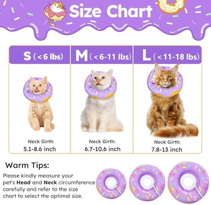 Cat Cone Collar Soft, Cat Recovery Collar for Wound Healing Cute Donut Adjustable Kitten Cones to Stop Licking Comfortable Lightweight Neck Elizabethan Collars for Kittens After Surgery - Image 2
