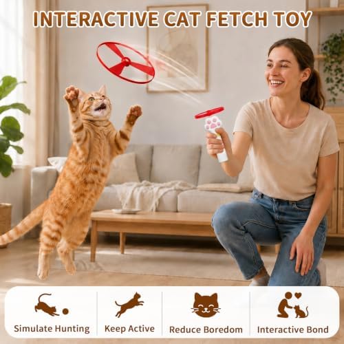 Interactive Cat Disc Launcher Toy, Rechargeable with 8 Flying Discs - Image 4
