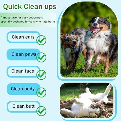 Homtyler Dog Wipes & Cleaning Gloves 2-in-1 for Dogs and Cats, Extra-Thick Pet Wipes with Coconut Oil for Lick-Safe Paws, Eyes, Ears & Body, Rinse-Free Waterless Bath for Deodorizing&Cleansing, 18 PCS - Image 3