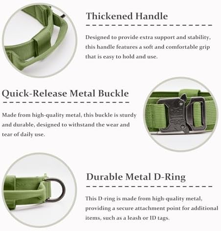 Tactical Dog Collar, Adjustable Military Training Nylon Pet Collar,Green XL - Image 3