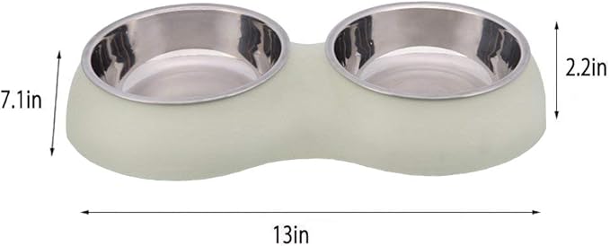 Double Dog Cat Bowls Set Cute Modeling Food Water Feeder No-Slip Stainless Steel Rabbit & Pet Bowls