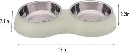 Double Dog Cat Bowls Set Cute Modeling Food Water Feeder No-Slip Stainless Steel Rabbit & Pet Bowls