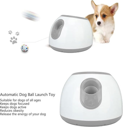 Eaacaa Automatic Ball Thrower for Dogs, 2025 Upgraded Ball Thrower with 3 Tennis Balls, Mentally Stimulating Training Dog Toy for Medium and Large Dogs (Grey)