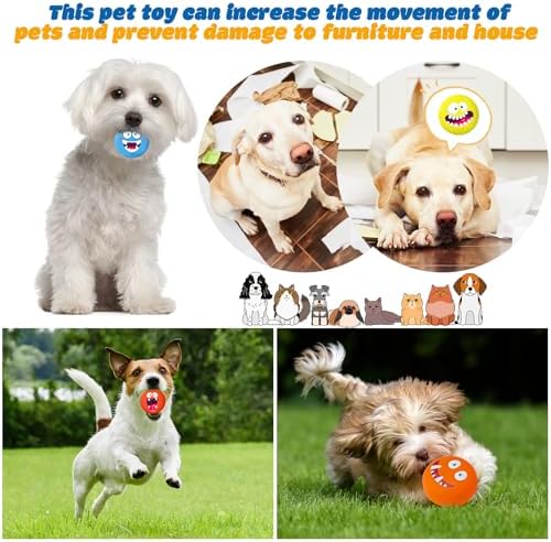 Hungdao 12 Pcs Squeaky Dog Toys, Small Dog Ball Bulk, Rubber Latex, Novelty - Image 5