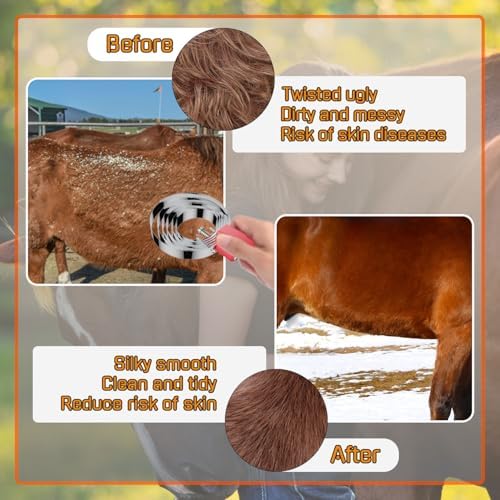 6 Rings Curry Comb Horse Brush, Horse Grooming Supplies for Horses - Image 5