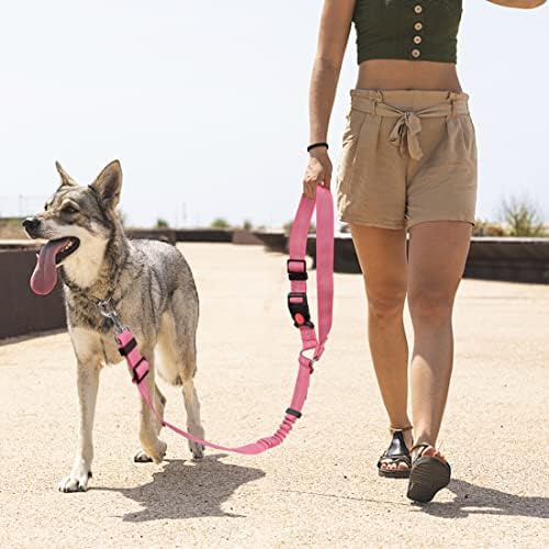 YAOHDAO Dog Seat Belt Harness for Car, Restraint Adjustable with Elastic Bungee Buffer Headrest for Vehicle, 360 Degree Swivel Nylon Pet Safety Seat Belts Heavy Duty Car Harness for Dogs (Pink) - Image 3
