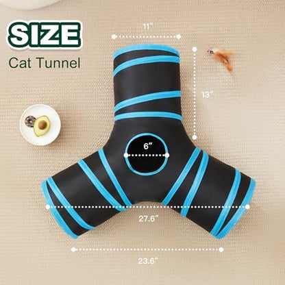 Love's cabin Cat Tunnel for Indoor Cats, 3-Way Collapsible Play Tunnel - Image 3