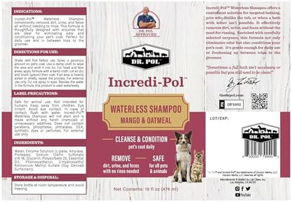 Dr. Pol Incredi-Pol Waterless Shampoo | Waterless Dog Shampoo & No-Rinse Pet Cleanser | Rinse Free Dog Shampoo for Smelly Dogs | Safe for All Pets & Animals | Mango/Oatmeal | 16 oz - Image 6