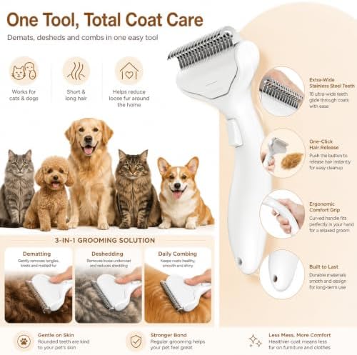 One-Click Self-Cleaning Dematting Comb,Remove Loose Hair,Green - Image 6