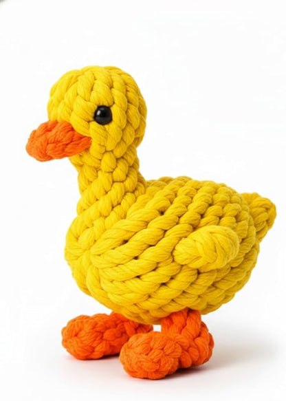 Vaulted Skulls & Co Dog Duck Toy Small 5" | Rope Dog Toys | Ducky Pet Toys | Tug of War Rope Doggy Toy | Pull & Tug Dogs Toy | Duck Dogs Treats | Yellow/Orange | 5" (2)