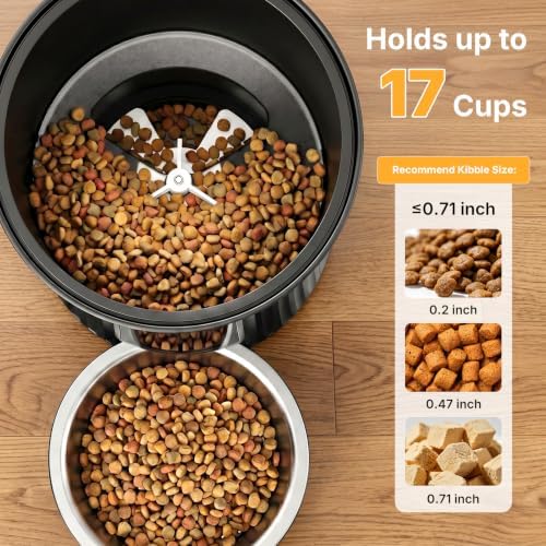 NEWBULIG Automatic Cat Feeder with APP 4L Small Dog Food Dispenser, Black - Image 4