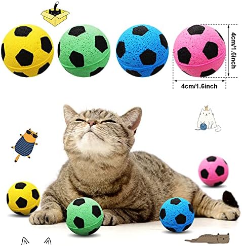 Skylety 32 Pcs Cat Soccer Ball Toys Foam Soccer Cat Toy Kitten Pet - Image 2