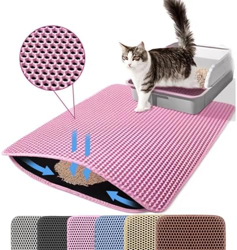 Extra Large Cat Litter Mat XXL, Double Layer Honeycomb, Pink by Petinstinct