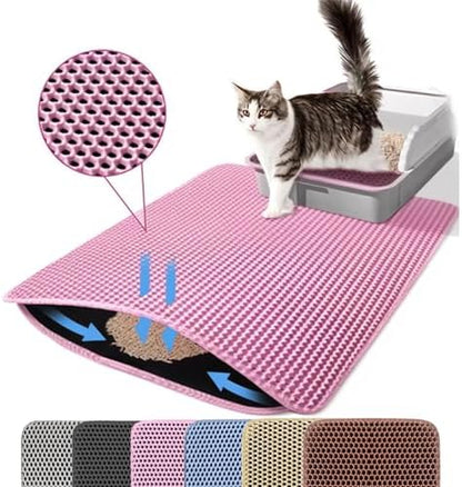 Extra Large Cat Litter Mat XXL, Double Layer Honeycomb, Pink by Petinstinct