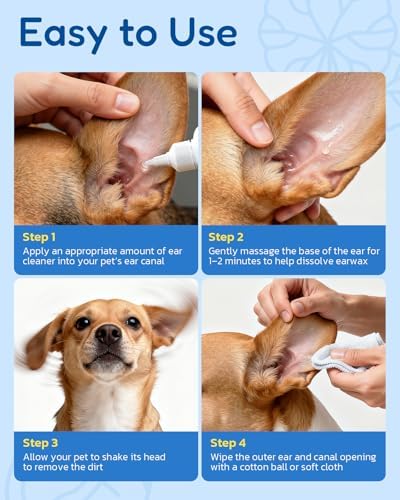 Dog Ear Cleaner - Pet Ear Wash, Flush and Drop Cleaner Solution for Cat & Dog Infection and Itch Relief, Gently Removes Debris, Wax Buildup, Odor - 1.69 fl oz - Image 6