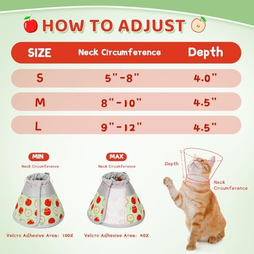 Cat Cone Collar Soft to Stop Licking, Adjustable, Foldable Lightweight Kitten Cones After Surgery Recovery for Cats & Kittens, Cat Cone Alternative, Easy Eating (Apple Red, M) - Image 4
