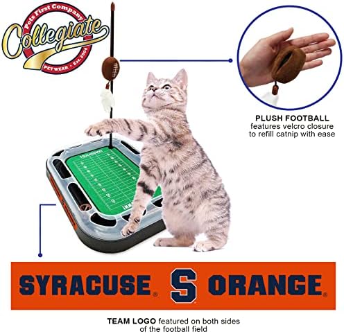 Pets First CAT Scratcher & Plush Football Toy with Catnip, Feather & Jingle Bell Interactive Ball - 5-in-1 Kitty Toy - Image 5